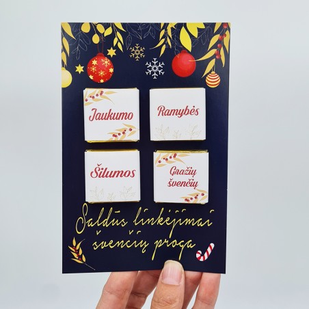 Atvirukas su šokoladukais „Saldūs linkėjimai švenčių proga“