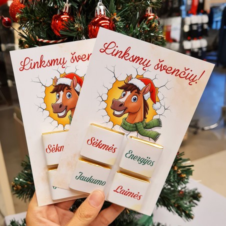 Atvirukas su šokoladukais „Linksmų švenčių“
