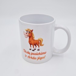 Puodelis „Tikslų pasiekimo ir arklio jėgos“