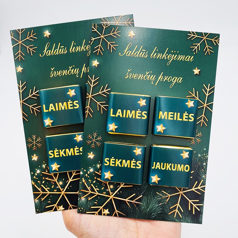 Atvirukas su šokoladukais „Saldūs linkėjimai“