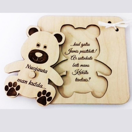 Medinis kvietimas meškiukas „Nuojauta man kužda“