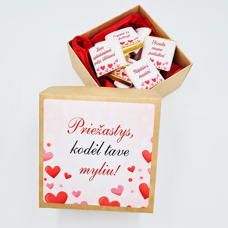 Šokoladukų rinkinys „Priežastys, kodėl tave myliu “