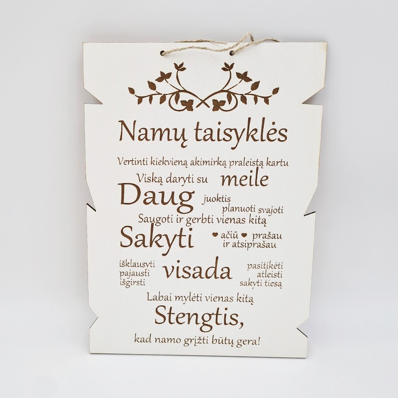 Pakabinama plokštė „Namų taisyklės“