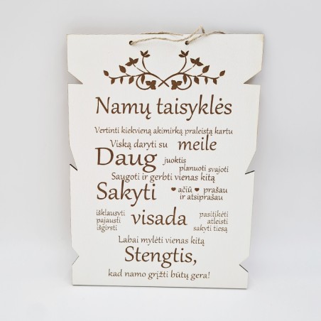 Pakabinama plokštė „Namų taisyklės“