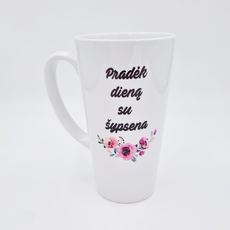 Latte puodelis „Pradėk dieną su šypsena“