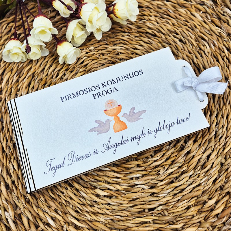 Baltas pinigų vokelis „Pirmosios Komunijos proga“