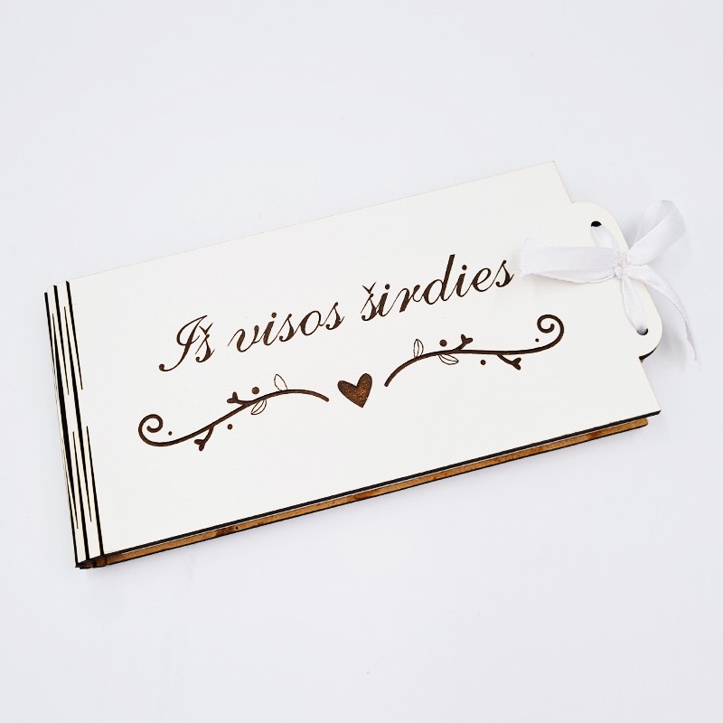 Baltas pinigų vokelis „Iš visos širdies“