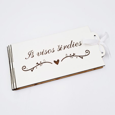 Baltas pinigų vokelis „Iš visos širdies“