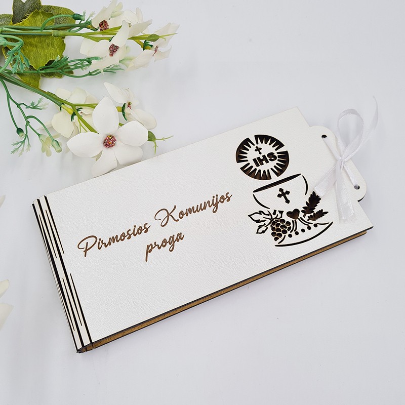 Baltas pinigų vokelis „Pirmosios Komunijos proga“