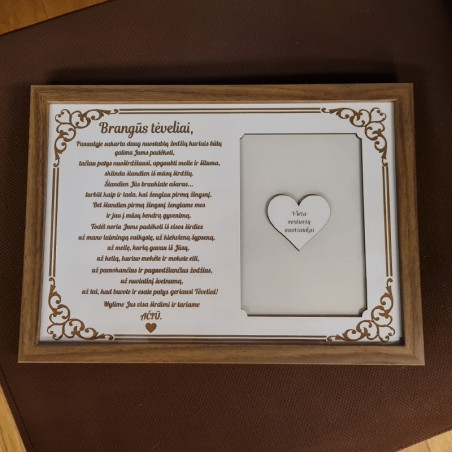 Rėmelis „Padėka tėvams vestuvių proga“