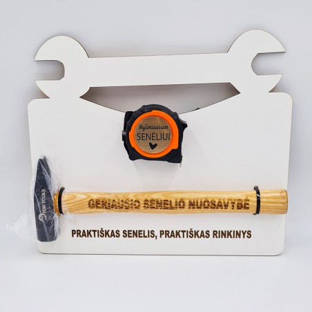 Dovanų rinkinys plaktukas ir ruletė „Praktiškas senelis, praktiškas rinkinys“