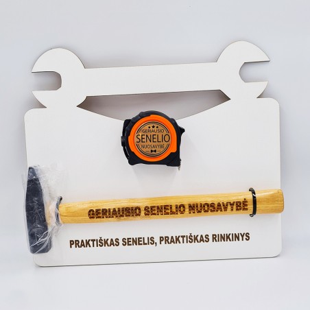 Dovanų rinkinys plaktukas ir ruletė „Praktiškas senelis, praktiškas rinkinys“