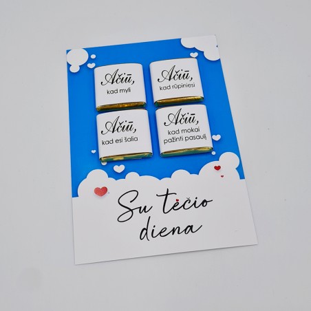 Atvirukas su šokoladukais „Su tėčio diena“