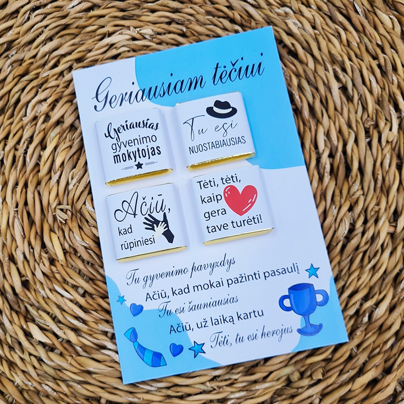 Atvirukas su šokoladukais „Geriausiam tėčiui“