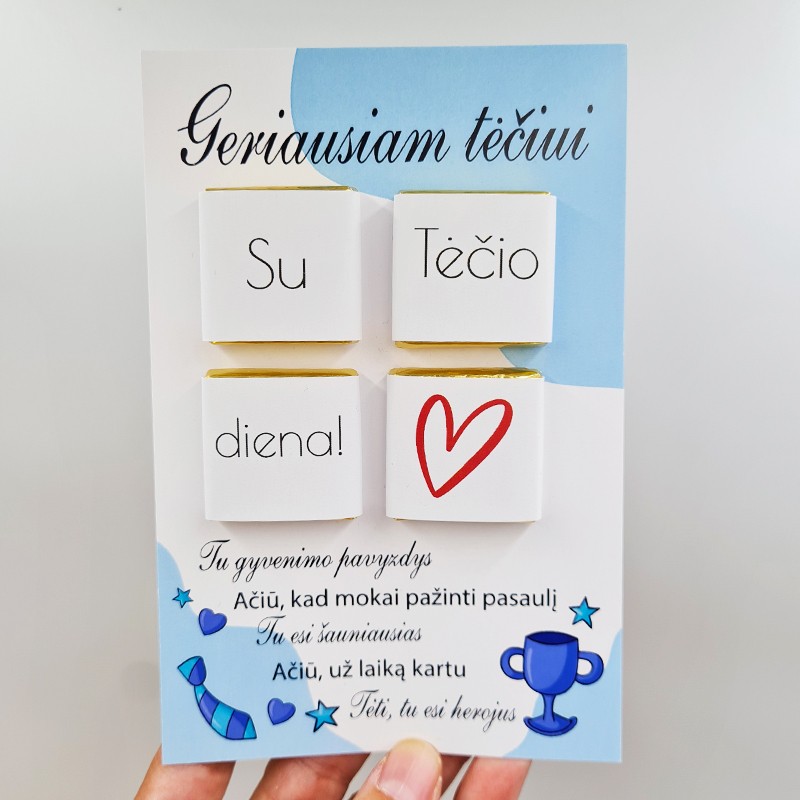 Atvirukas su šokoladukais „Geriausiam tėčiui“
