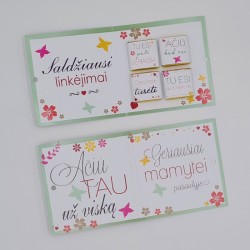 Atvirutė su šokoladukais „Geriausiai mamytei pasaulyje“