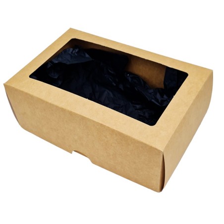 Kartoninė dviejų dalių dėžutė su skaidriu langeliu 220 x 150 x 85 mm
