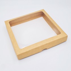 Kartoninė dviejų dalių dėžutė su skaidriu langeliu 200 x 200 x 30 mm