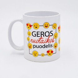 Puodelis: „Geros nuotaikos puodelis“