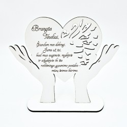 Pastatoma padėka, rankos: „Brangūs tėveliai“