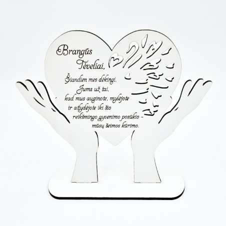 Pastatoma padėka, rankos: „Brangūs tėveliai“